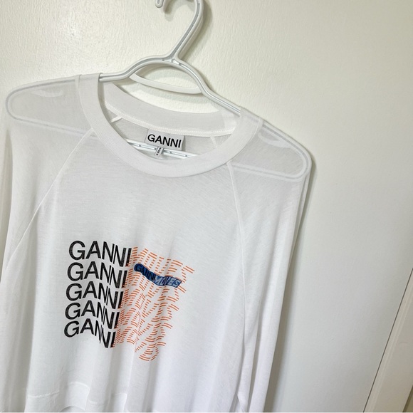 Ganni Light Jersey Oversized T-Shirt White size Medium - Picture 3 of 10